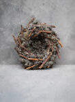 Grey moss wreath nest with sticks